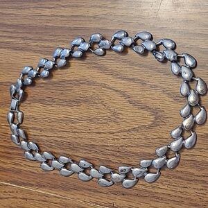 Vintage Silver Teardrop-Link Necklace